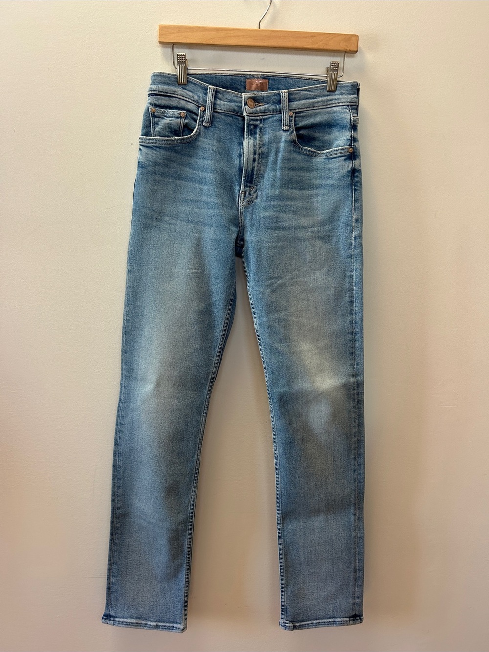 MOTHER Men's Slim Straight Washed Blue Jeans